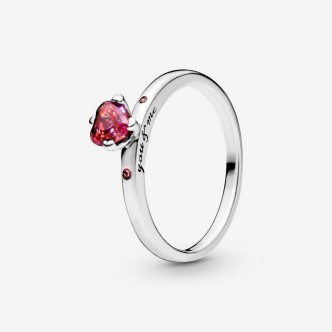 1 - Anello Cuore Solitario Rosso donna Pandora 196574CZRMX-50 Argento 925 zirconia misura 10