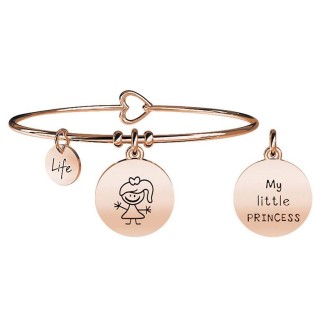 1 - Kidult bracelet 731019 316L steel PVD Rose Gold pendant with girl Family collection