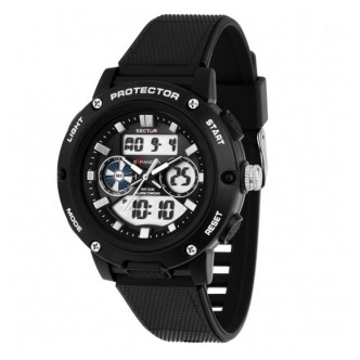 1 - Sector men's digital watch black EX-45 silicone strap R3251293001