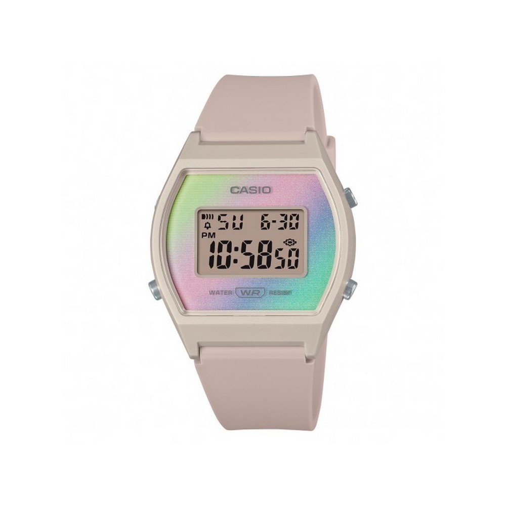 1 - Orologio donna Casio Collection rosa LW-205H-4AEF cassa e cinturino in resina fondo arcobaleno