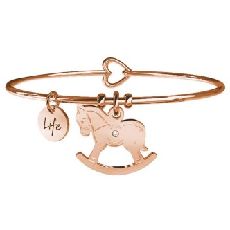 1 - Bracciale Kidult 731081 cavallo a dondolo in acciaio 316L PVD Oro Rosa collezione Special Moments