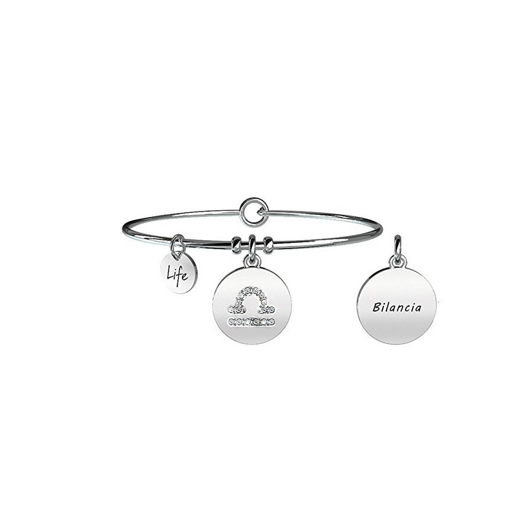 1 - Bracciale Kidult 231585 acciaio 316L ciondolo segno zodiacale Bilancia e cristalli collezione Symbols