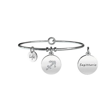 1 - Bracciale Kidult 231587 acciaio 316L ciondolo segno zodiacale Sagittario e cristalli collezione Symbols