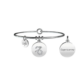 1 - Bracciale Kidult 231588 acciaio 316L ciondolo segno zodiacale Capricorno e cristalli collezione Symbols