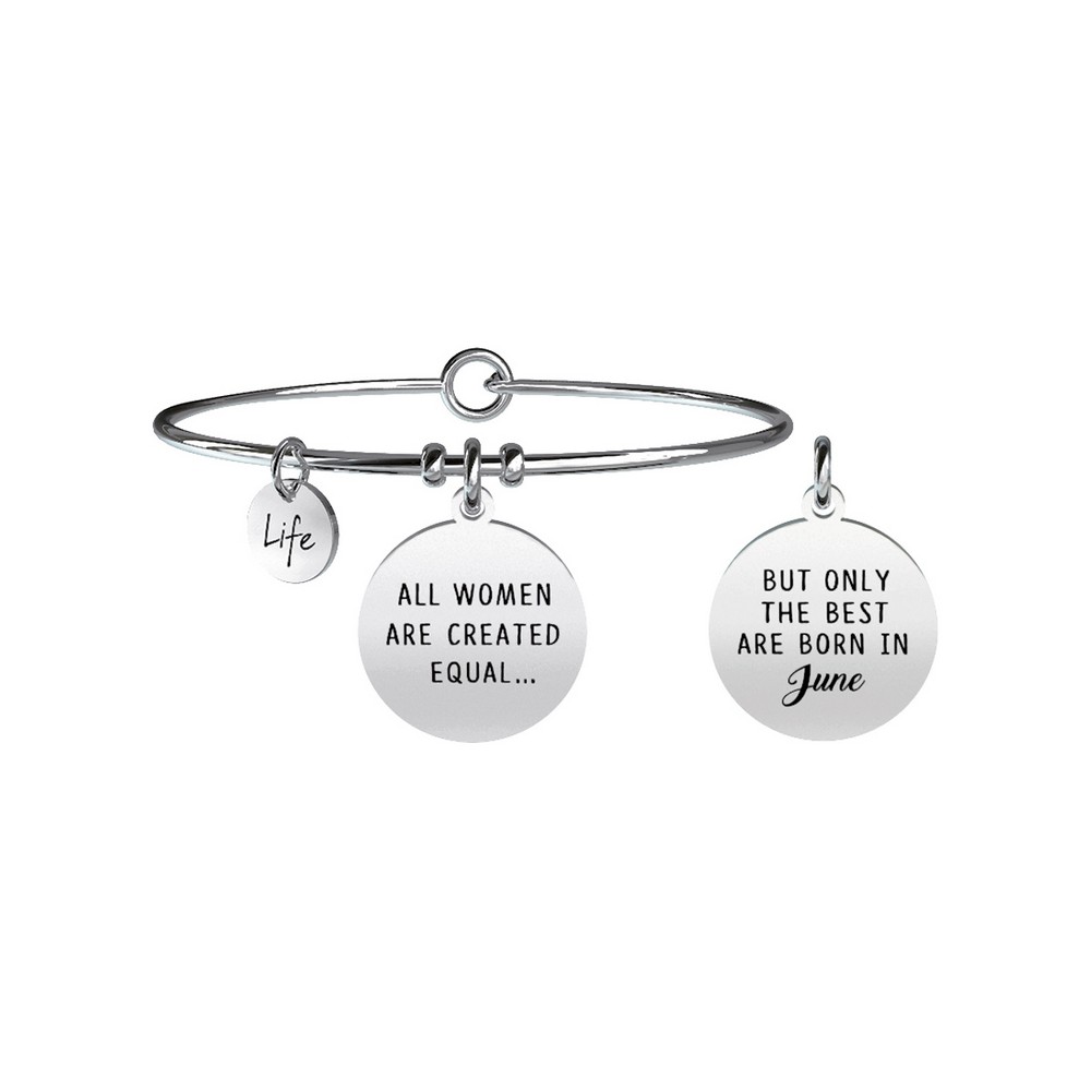 1 - Bracciale Kidult 731341 acciaio 316L ciondolo con scritta collezione Symbols