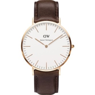 1 - Orologio Daniel Wellington acciaio solo tempo unisex analogico cinturino in pelle DW00100009 Bristol