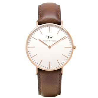 1 - Orologio Daniel Wellington acciaio solo tempo unisex analogico cinturino in pelle DW00100136 Classic St Waves