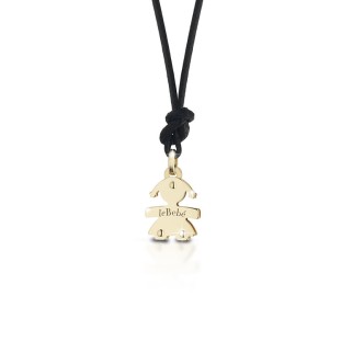 1 - Pendant Le Bebè LBB047-N feminuccia in Yellow Gold with black cord