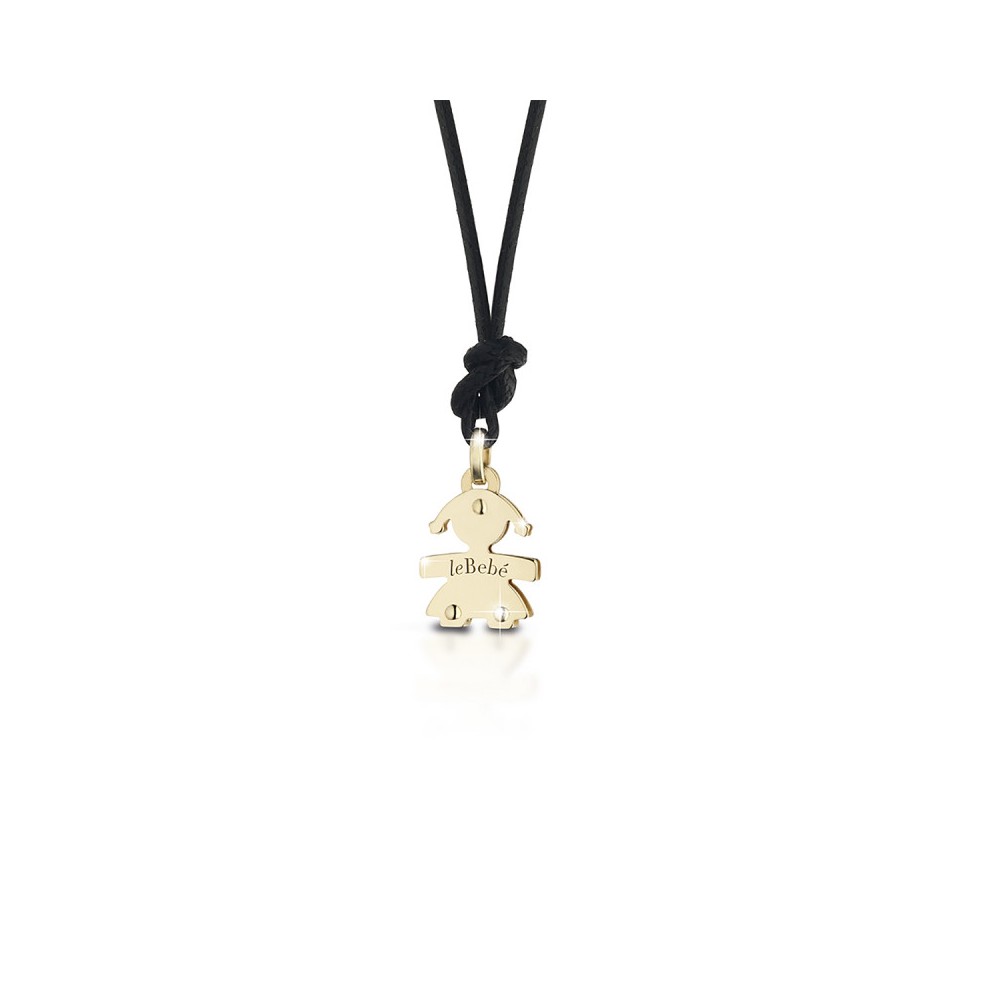 1 - Pendant Le Bebè LBB047-N feminuccia in Yellow Gold with black cord