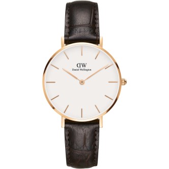 1 - Orologio Daniel Wellington acciaio solo tempo donna analogico cinturino in pelle DW00100176 Classic Petite York