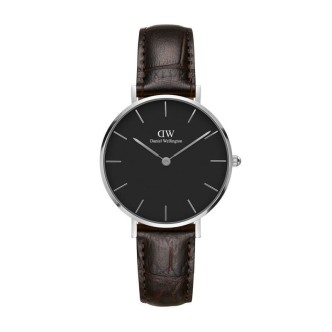 1 - Orologio Daniel Wellington acciaio solo tempo donna analogico cinturino in pelle DW00100182 Classic Petite York