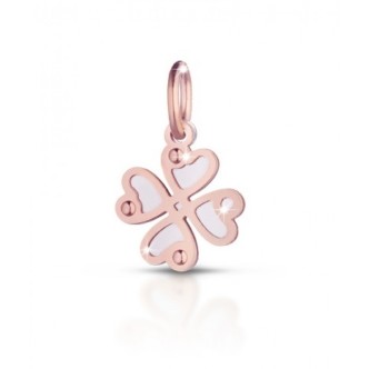 1 - Charm Le bebè LBB165 Quadrifgolio in Oro Rosa e argento della linea Lock your Love