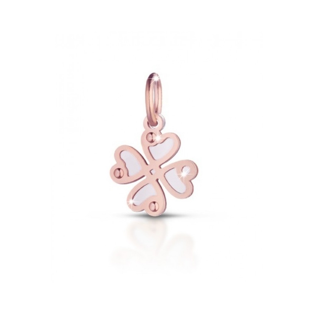 1 - Charm Le Bebè LBB165 Quadrifgolio in Rose Gold and silver of the line Lock your Love