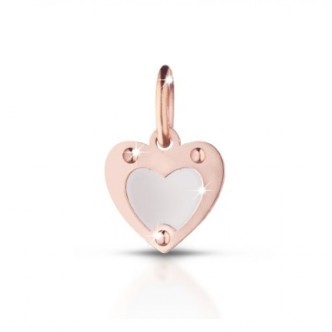 1 - Charm Le bebè LBB163 cuore in Oro Rosa e argento della linea Lock your Love