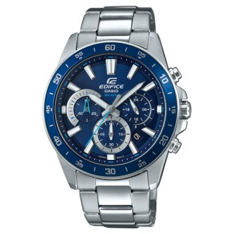 1 - Orologio Casio acciaio Cronografo uomo analogico bracciale in acciaio EFV-570D-2AVUEF