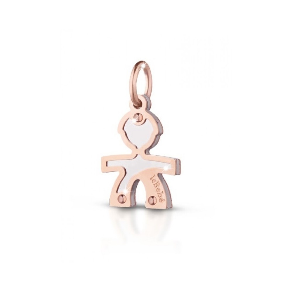 1 - Charm Le bebè LBB161 maschietto in Oro Rosa e argento della linea Lock your Love