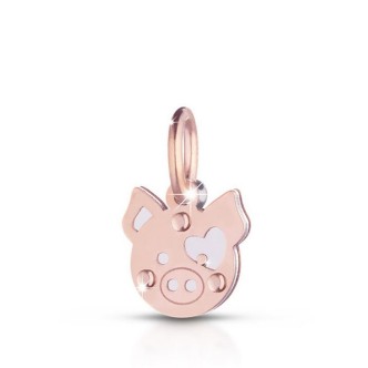 1 - Charm Le bebè LBB168 piglet in Rose Gold and silver of the line Lock your Love