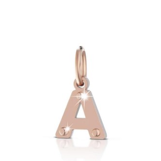 1 - Charm Le bebè LBB170-A lettera A in Oro Rosa e argento della linea Lock your Love