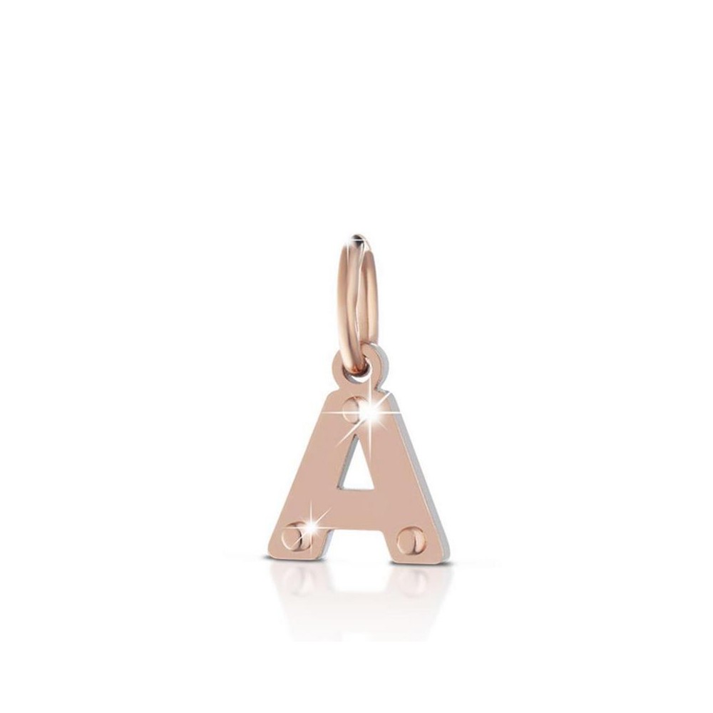 1 - Charm Le Bebè LBB170-A letter A in Rose Gold and silver of the line Lock your Love