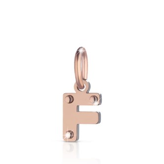 1 - Charm Le Bebè LBB170-F letter F in Rose Gold and silver of the line Lock your Love