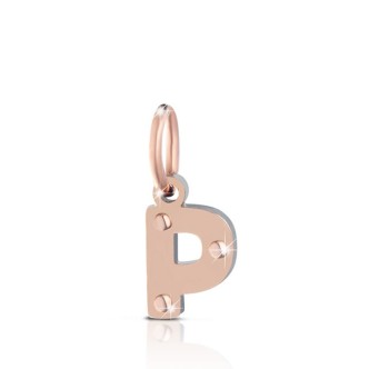 1 - Charm Le Bebè LBB170-P letter P in Rose Gold and silver of the line Lock your Love