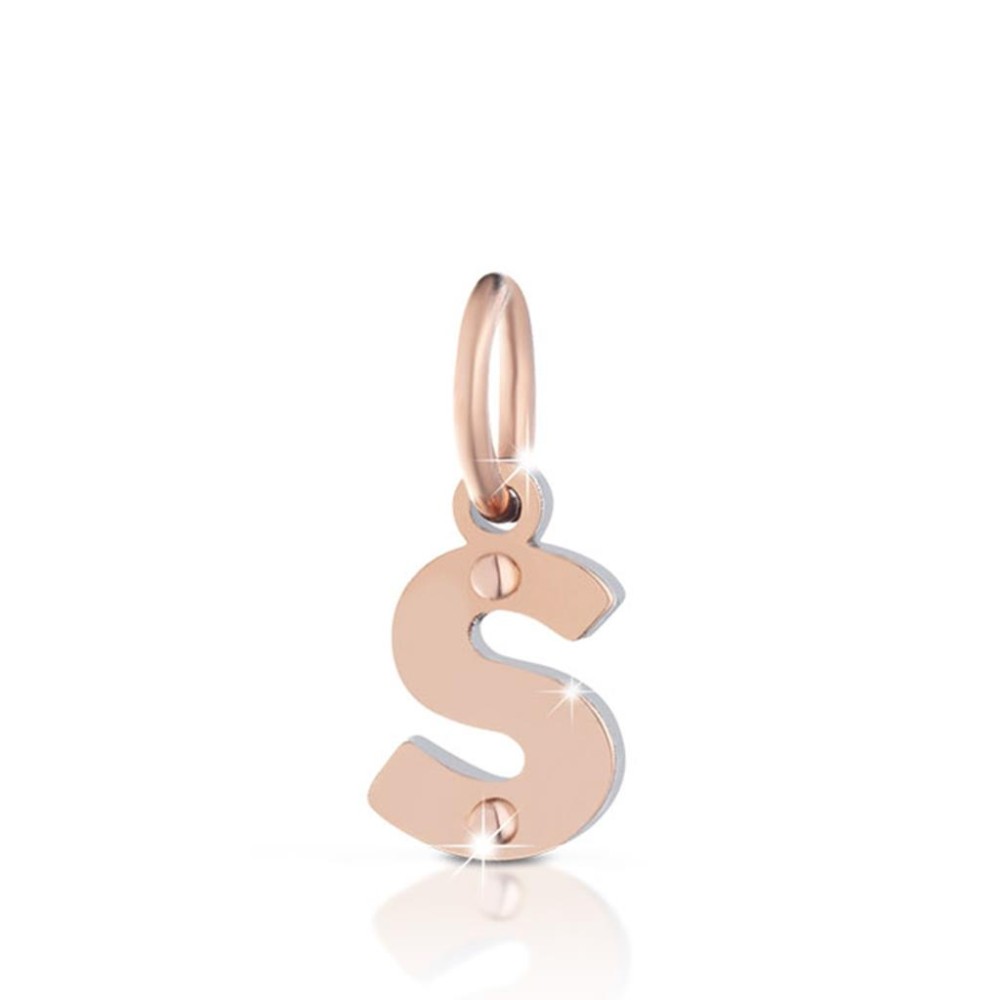 1 - Charm Le Bebè LBB170-S letter S in Rose Gold and silver of the line Lock your Love