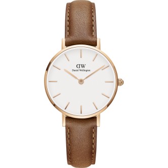 1 - Orologio Daniel Wellington acciaio solo tempo donna analogico cinturino in pelle DW00100228 Classic Petite Durham