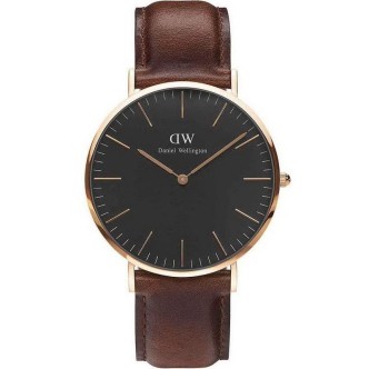 1 - Orologio Daniel Wellington acciaio solo tempo unisex analogico cinturino in pelle DW00100124 Classic St Waves