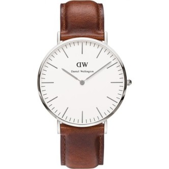 1 - Orologio Daniel Wellington acciaio solo tempo unisex analogico cinturino in pelle DW00100021 Classic St Waves