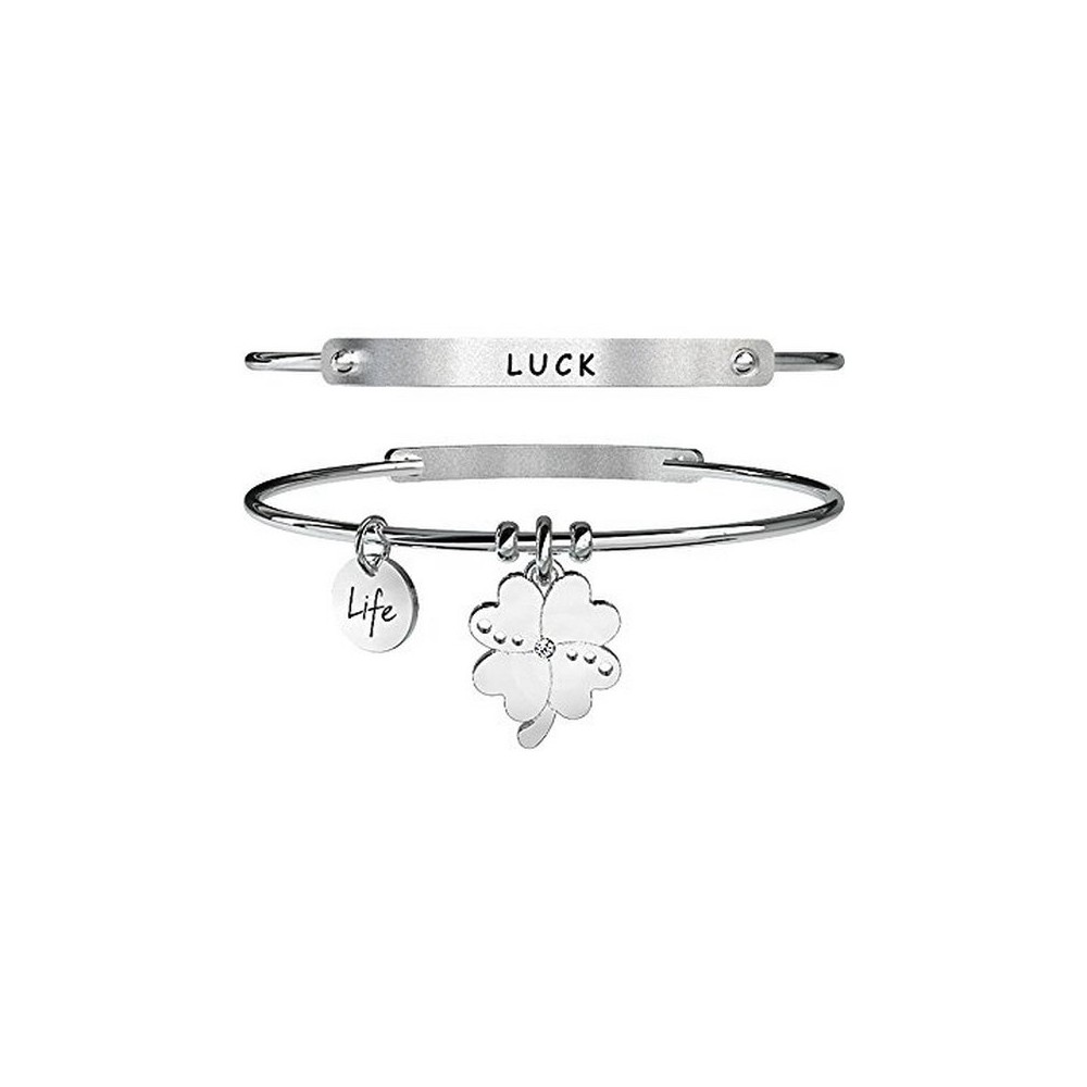 1 - Kidult bracelet 231661 316L stainless steel four-leaf clover with crystals Nature collection