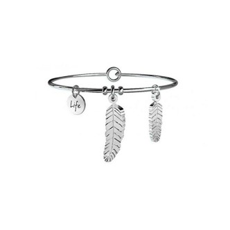 1 - Bracciale Kidult 731084 acciaio 316L piuma con cristalli collezione Nature