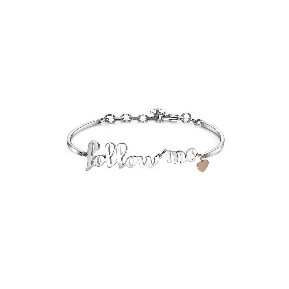 1 - Brosway BHK294 bracelet in 316L steel with "Follow me" phrase and PVD heart in Rose Gold Chakra collection.