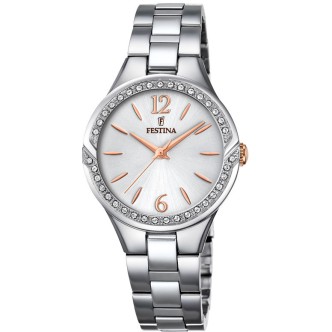 1 - Festina steel watch only time woman steel bracelet F20246 / 1 Mademoiselle