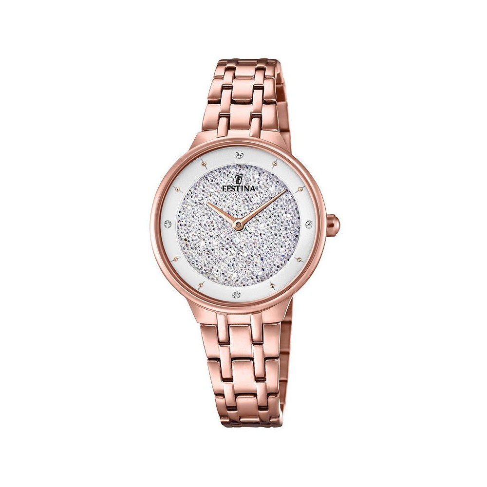 1 - Festina steel watch only time woman steel bracelet F20384 / 1 Mademoiselle