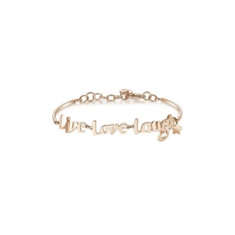 1 - Bracciale Brosway BHK293 in acciaio 316L con PVD Oro Rosa e frase "Live,Love, Laugh" con cuore in PVD Oro Rosa collezione Ch