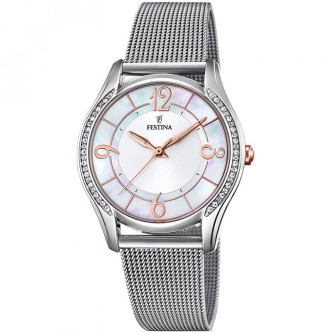 1 - Festina steel watch only time woman steel bracelet F20420 / 1 Mademoiselle