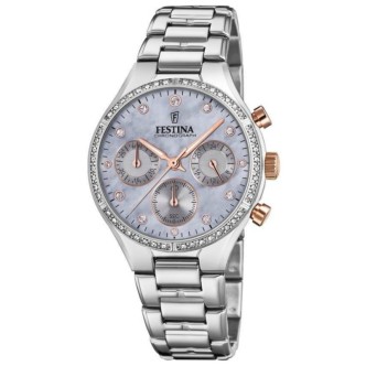 1 - Festina steel watch Chronograph woman steel bracelet F20401 / 3 Boyfriend