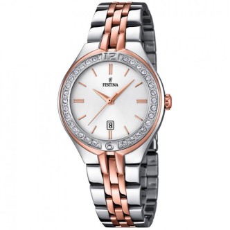 1 - Festina watch only time woman analogue steel bracelet model F16868 / 2 Mademoiselle