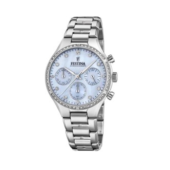 1 - Festina steel watch Chronograph woman steel bracelet F20401 / 2 Boyfriend