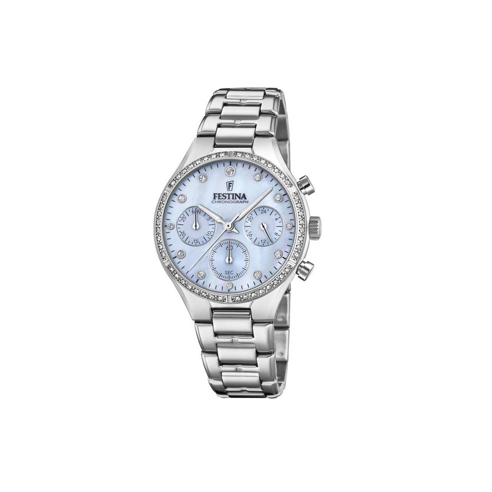 1 - Festina steel watch Chronograph woman steel bracelet F20401 / 2 Boyfriend