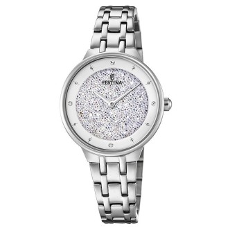 1 - Festina steel watch only time woman steel bracelet F20382 / 1 Mademoiselle