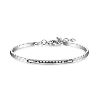 1 - Semi-rigid Brosway BBH11 bracelet in 316L steel with Jet Swarovski crystals Behave collection