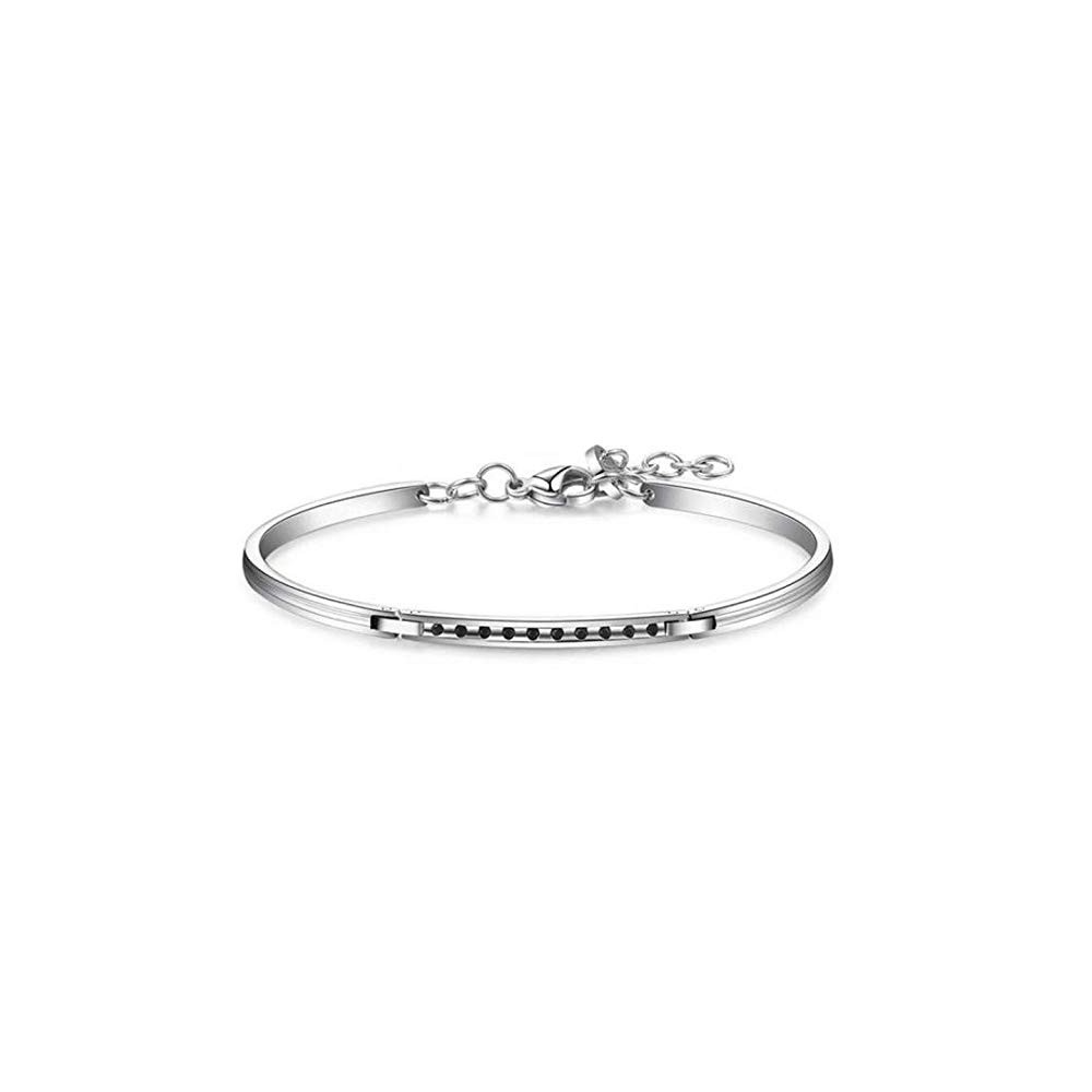 1 - Semi-rigid Brosway BBH11 bracelet in 316L steel with Jet Swarovski crystals Behave collection