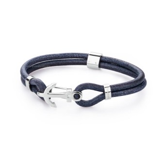 1 - Bracciale Brosway BRN16B in pelle blu con ancora in acciaio316L e Swarovski collezione Marine