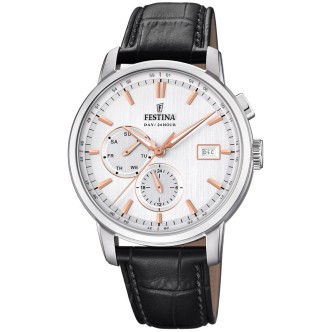 1 - Festina steel watch Man chronograph leather strap F20280 / 1 Timeless Cronograph