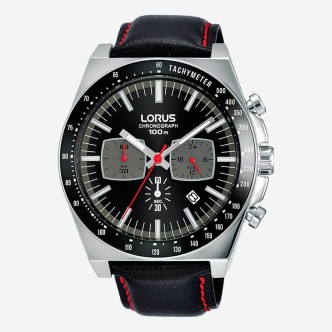 1 - Mens Lorus steel watch Analog chronograph leather strap RT359GX9 Sports