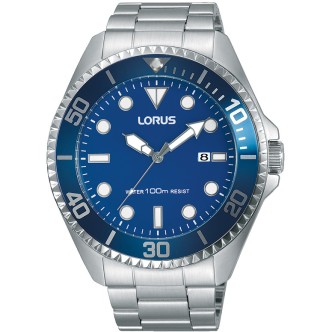 1 - Orologio Lorus acciaio uomo Solo tempo analogico bracciale in acciaio RH951HX9 Sports