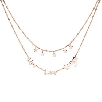 1 - Brosway necklace BRP02 in 316L steel with PVD Rose Gold and stars Script collection