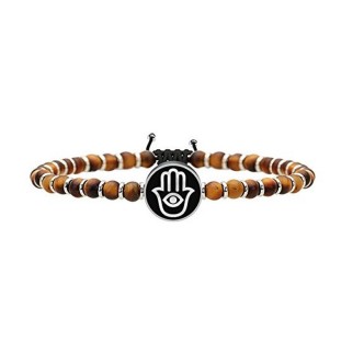 1 - Kidult 731221 bracelet in tiger's eye with pendant with hand of Fatima Spirituality collection