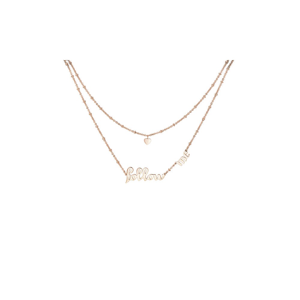 1 - Brosway BRP04 necklace in 316L steel with Rose Gold PVD and "Follow me" Script collection